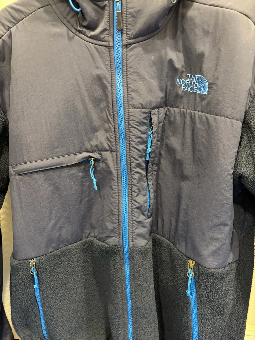 The North Face Men's Navy Fleece Hooded Jacket - Size L